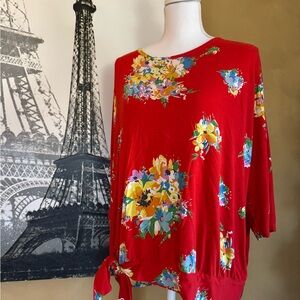 Lauren Ralph Lauren Red Floral Blouse